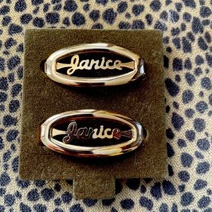 “Janice” gold tone hair barrettes